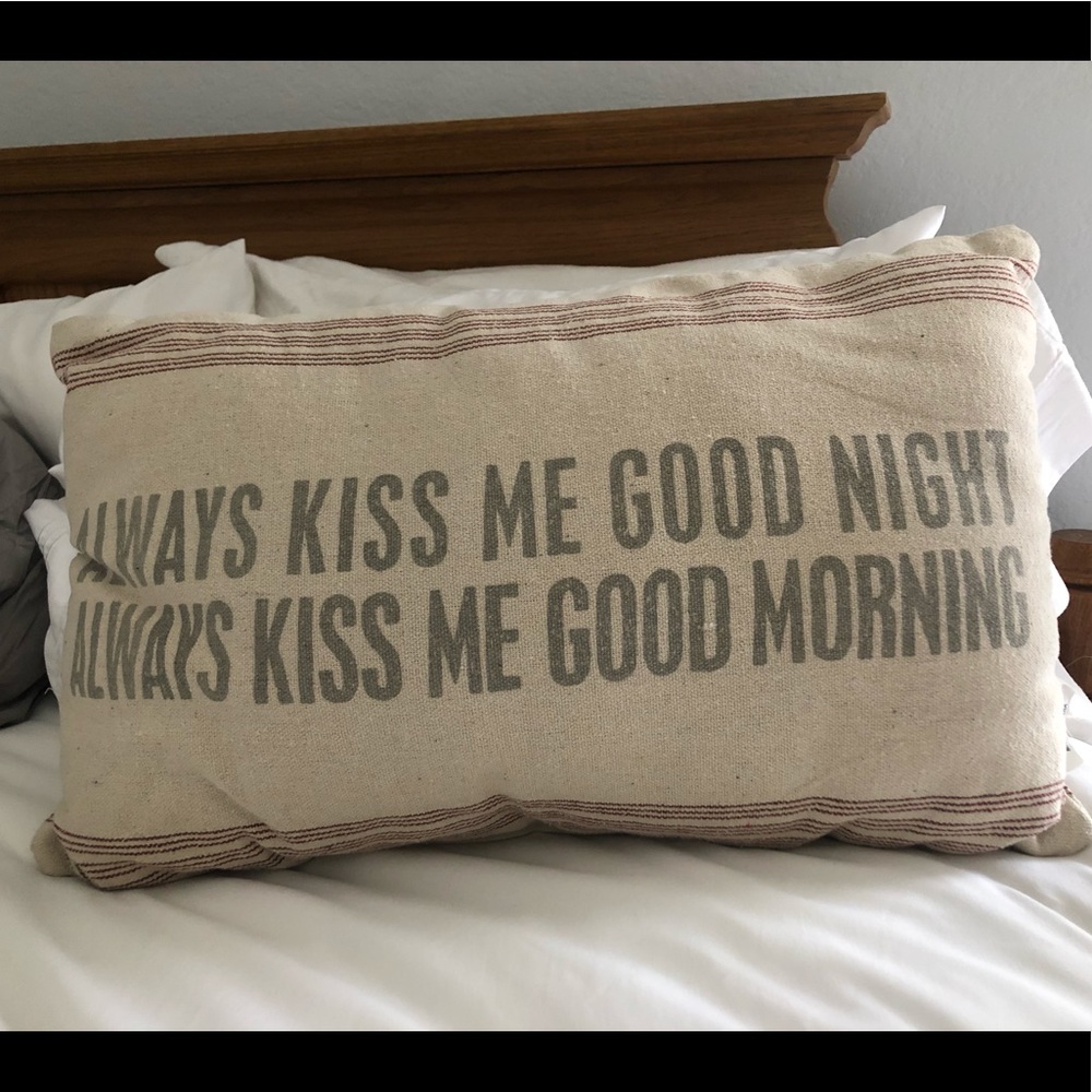 “Kiss me…” Decorative pillow.